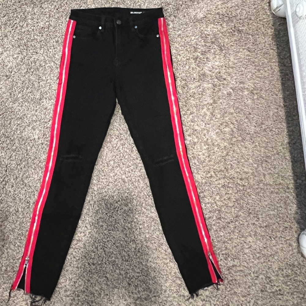 BlankNYC The Bond Side Zip Skinny Jeans Women's Size 27 Distressed Black Denim